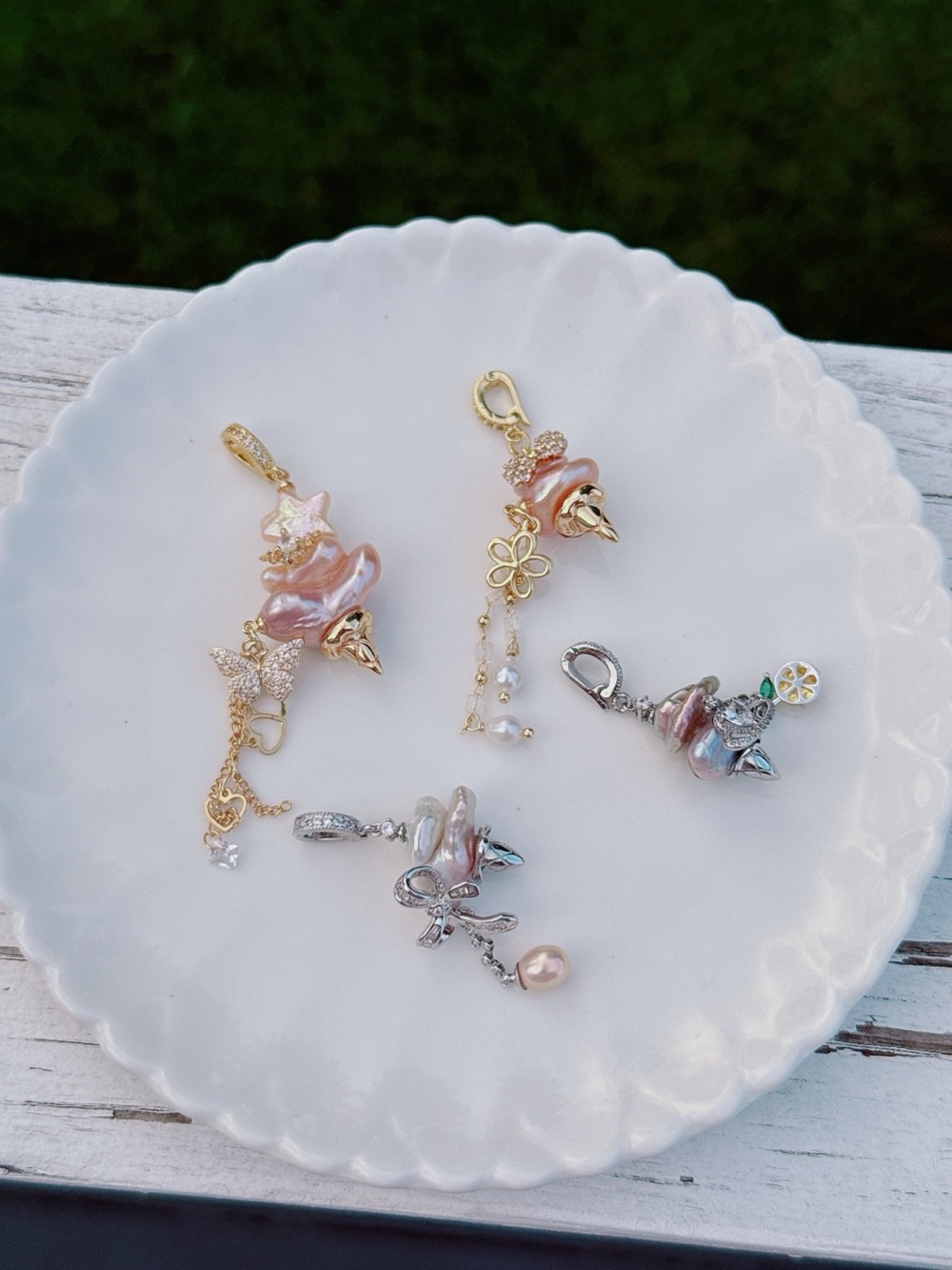 26P480 Handmade Freshwater Baroque Pearl Ice cream Cone Detachable Pendants - Picture 2 of 4